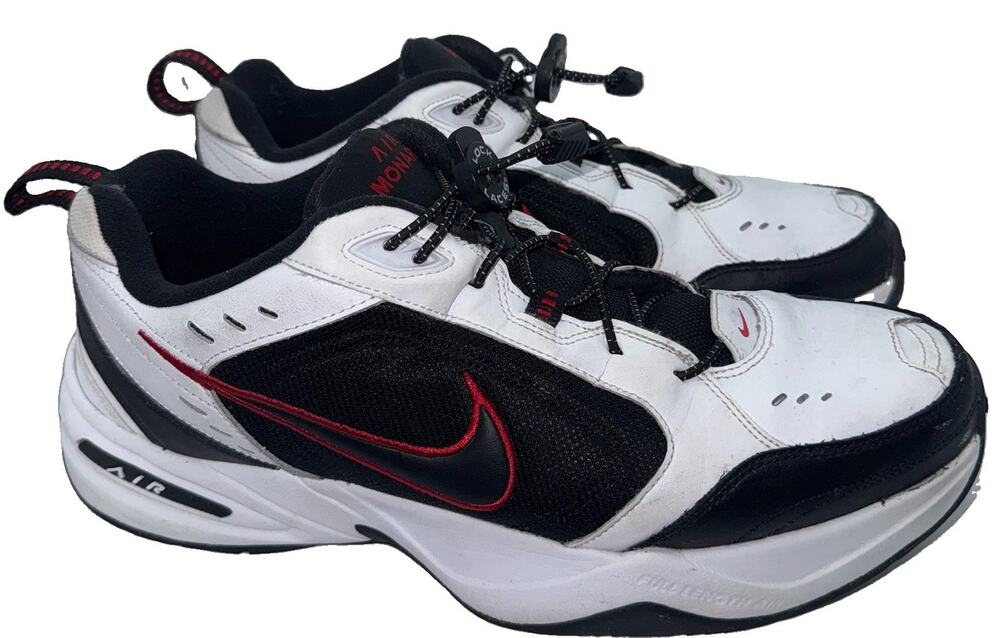 Nike Air Monarch IV White Black Red 415445-101 Men’s 12 Training Shoes